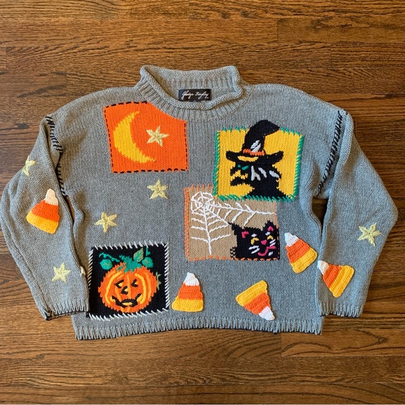 Vintage 90s Cropped Halloween Sweater - Picture 1 of 8